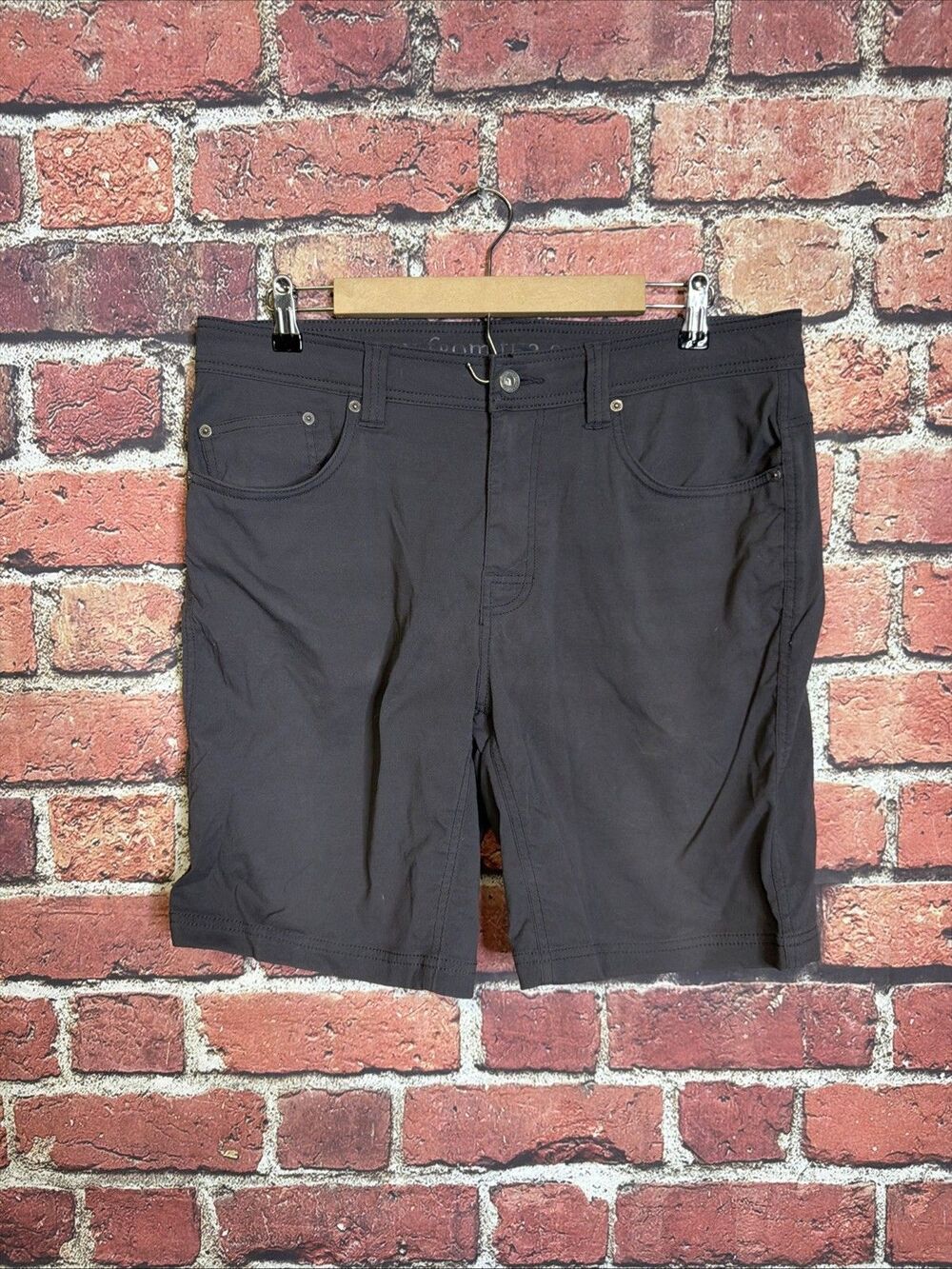 Prana Brion Shorts Men's Size 34 9" Inseam Dark Gray Stretch Hiking Outdoor